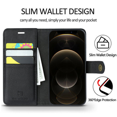 Case for iPhone 13,Pro,Max,Mini Magnetic Folio Luxury Vegan Leather Wallet Case