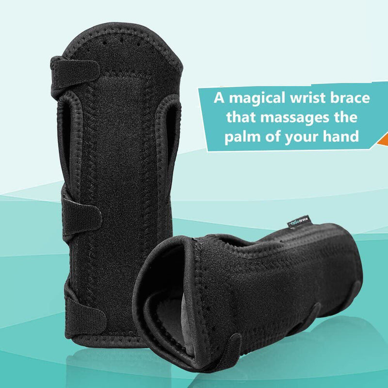 Carpal Tunnel Wrist Brace, Night Wrist Sleep Support Metal Splint Brace, 2 PACK