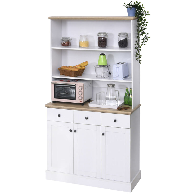 HOMCOM Freestanding Kitchen Pantry Hutch Bookcase with Drawers & Cabinets