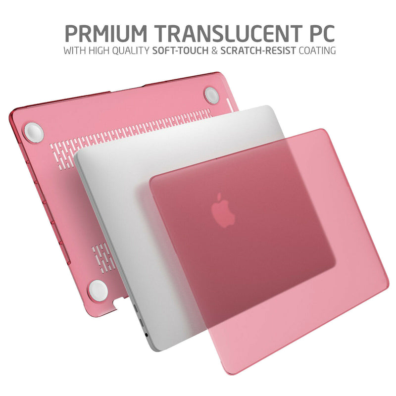 For 2020 MacBook Pro A2289 & A2251 Pink Rubberized Hard Shell+KB Film+LCD Film