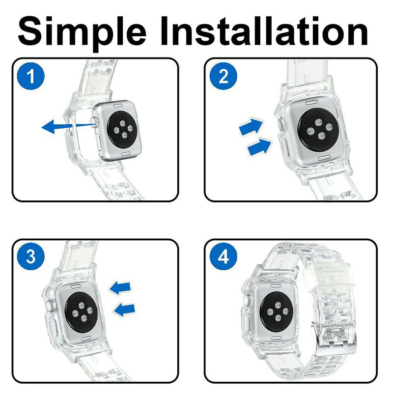 For Apple Watch Band 44mm 42mm [2 in 1] Shockproof Bumper Case + TPU Band Strap