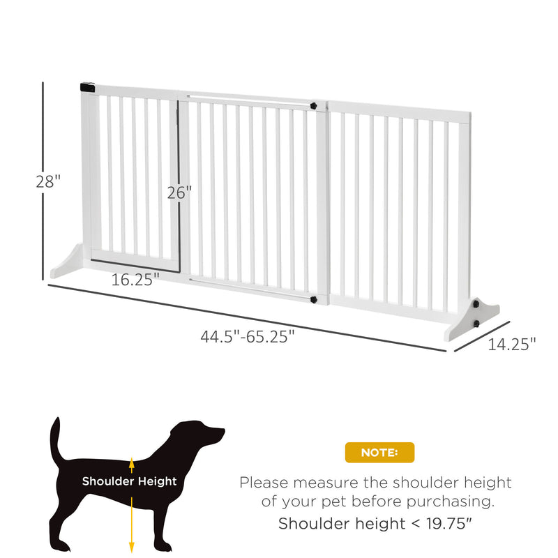 Adjustable Wooden Pet Gate, Freestanding Dog Fence Lockable Doorway, Hall, White 196393070840