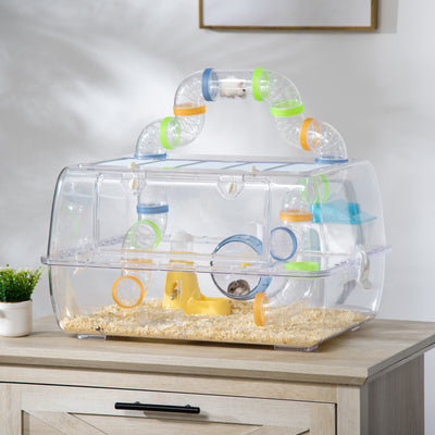 Plastic Hamster Cage with Tubes and Tunnels, 2-Level Small Animal Habitat 196393257135