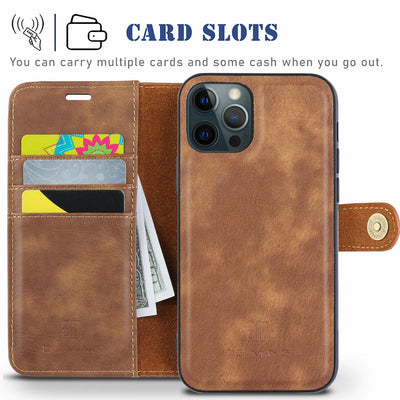 Case for iPhone 13,Pro,Max,Mini Magnetic Folio Luxury Vegan Leather Wallet Case