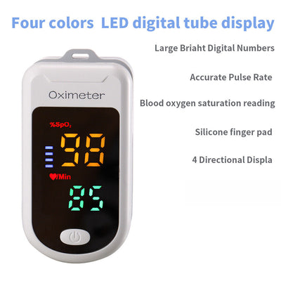 Oxygen Saturation Monitor Finger Pulse Monitor Child & Adult with LED & Lanyard