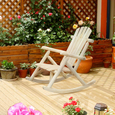 Outdoor Rustic Single Rocking Chair Adirondack Patio, Garden Chair, Burlywood