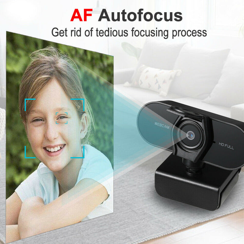 30FPS AutoFocus 1080P USB 2.0 Webcam Built-in Stereo Noise Reduction Microphone