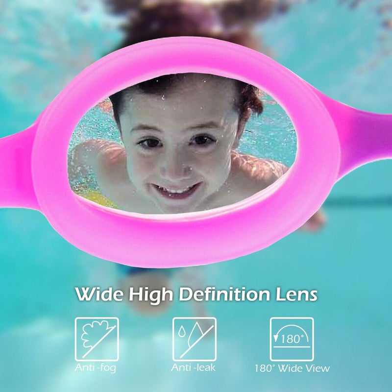 Kids Swimming Goggles With Anti Fog Lens & Wide View & UV Protection & HD Vision