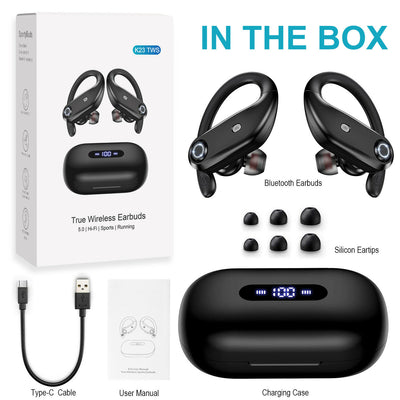 Bluetooth 5.0 TWS Stereo Earphones w/Wireless Charging Case Digital LED Display