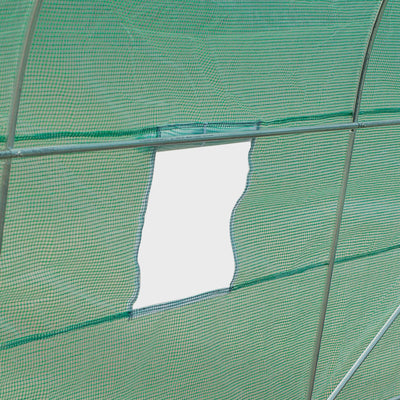 Walk-in Tunnel-Style Green House w/ Roll-Up Front Entrance & Six Side Windows