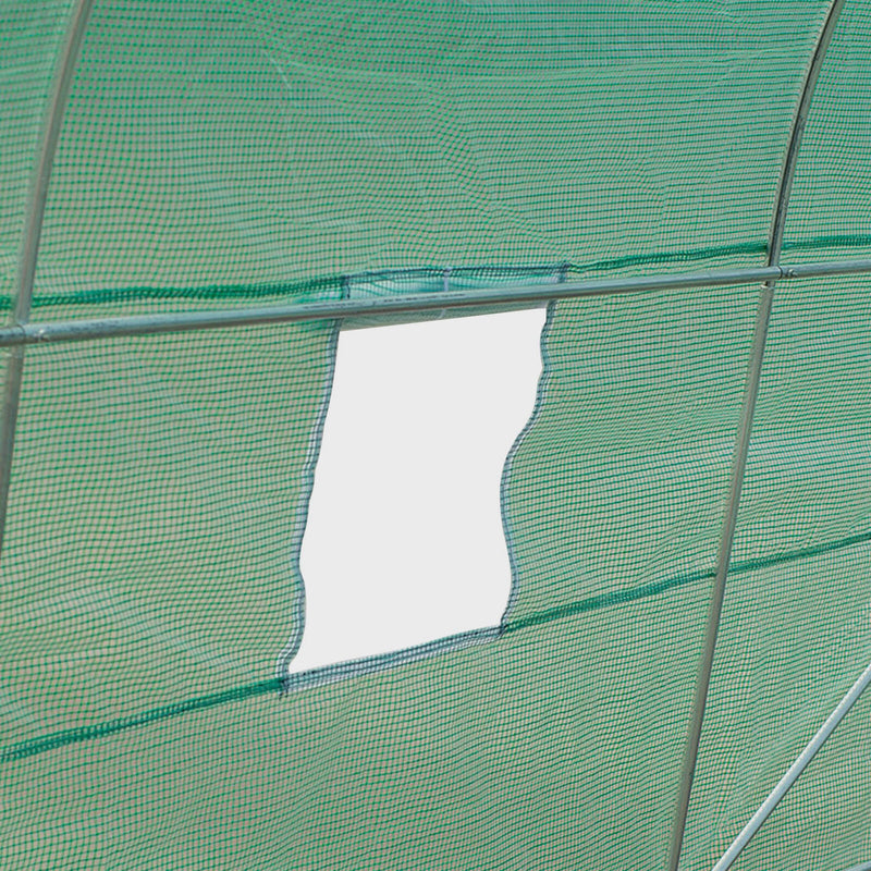 Walk-in Tunnel-Style Green House w/ Roll-Up Front Entrance & Six Side Windows