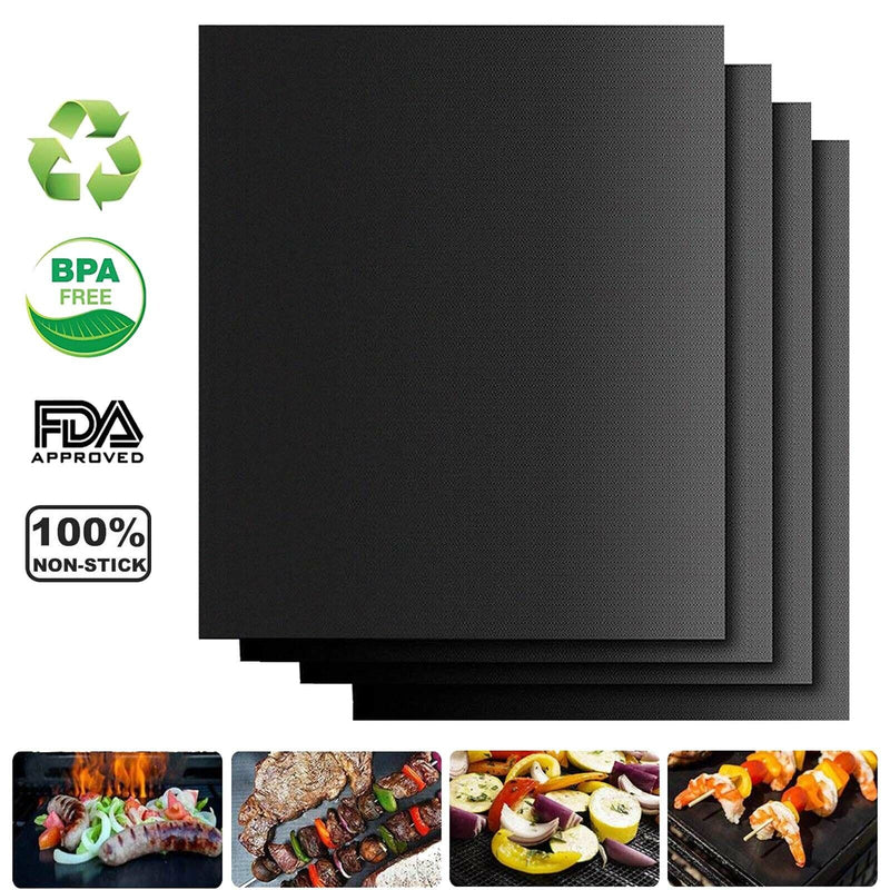 4 x BBQ Grill Mat Non-Stick Oven Liners Cooking Baking Reusable Sheet Pad