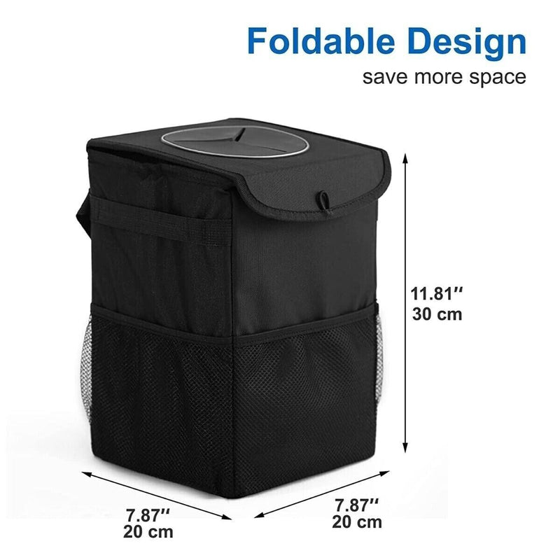 Trash Can Garbage Portable Car Bin Bag Organizer for Vehicles Waterproof Black