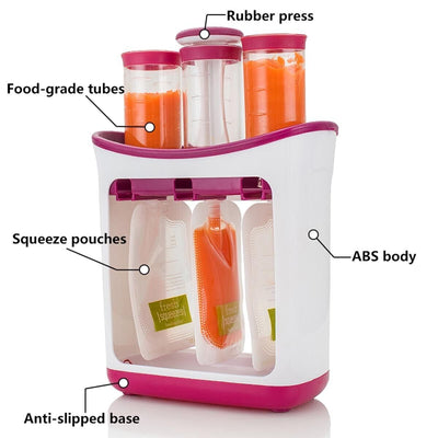 10x Pouch Fruit Juice Squeeze Station Bags Infant Baby Fresh Food Maker For Kids