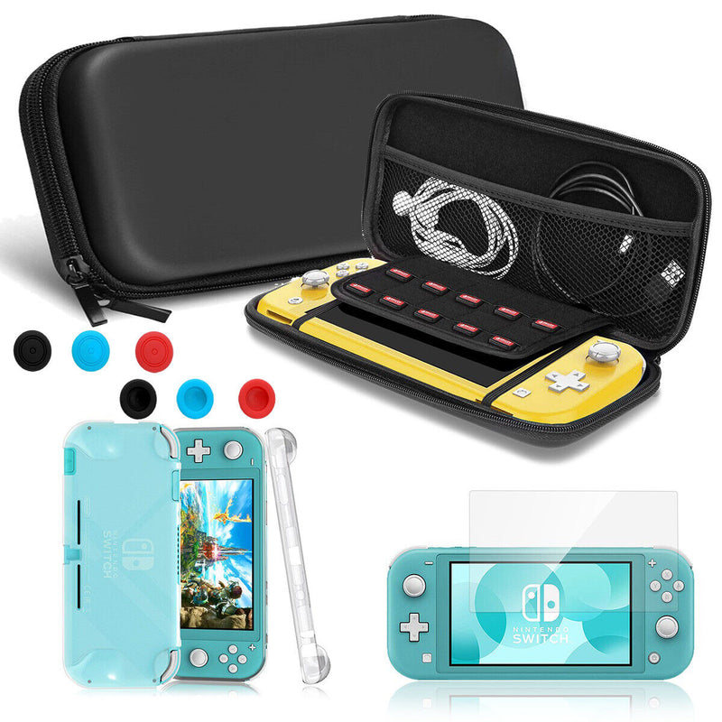 For Switch Lite 2019 Travel Carrying Case + TPU Case + HD Tempered Glass + Caps