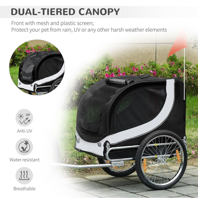 Pet Bike Trailer Dog Cat Travel Carrier Foldable Black