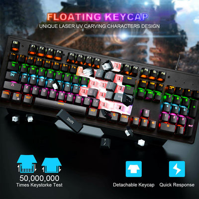 Detachable & Ergonomic Mechanical Keyboard and Mouse Combo RGB Gaming 104 Keys