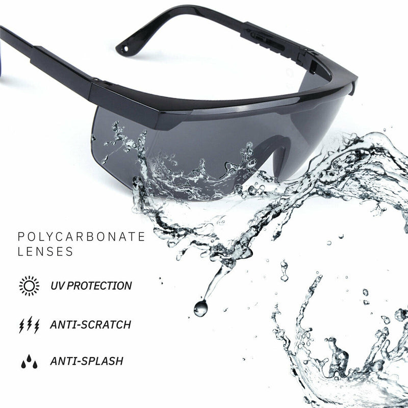 Safety Glasses Adjustable Protective Goggles for Eye Protection, Black Frame