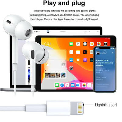 Noise Isolation Stereo Wired In-Ear Headphones w/Mic for Apple iPhone/iPad/iPod