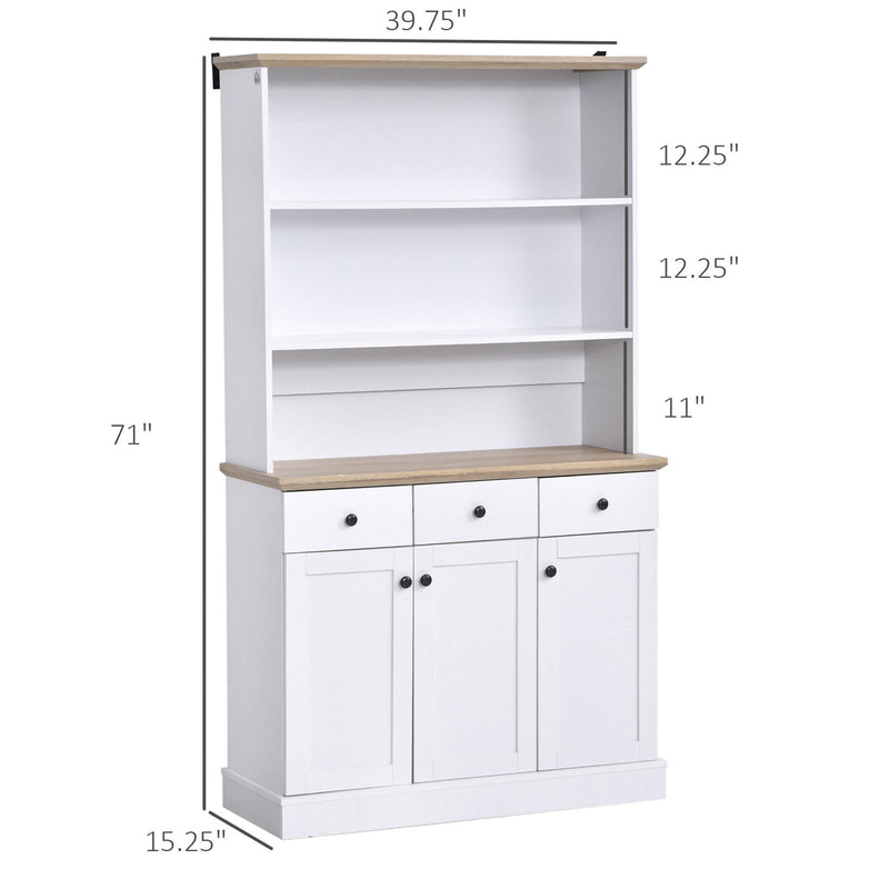 HOMCOM Freestanding Kitchen Pantry Hutch Bookcase with Drawers & Cabinets