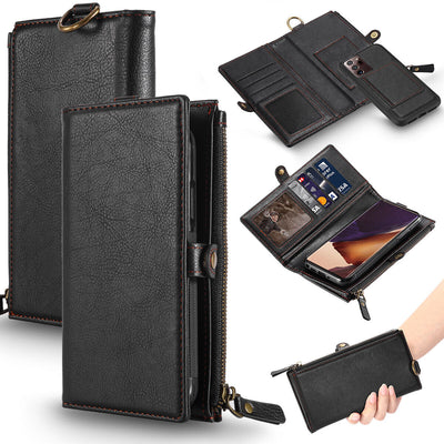 Multi-functional Leather Wallet Case Cover + Glass Film for Galaxy Note20 / 20U