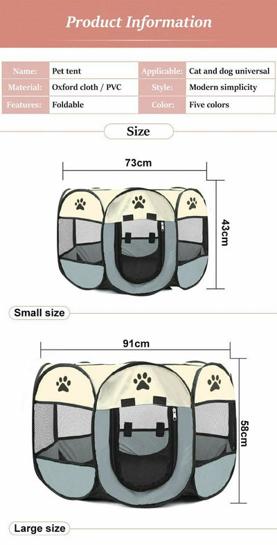 Dog Tent Portable House Breathable Outdoor Kennel Fence Pet Cats Room Playpen