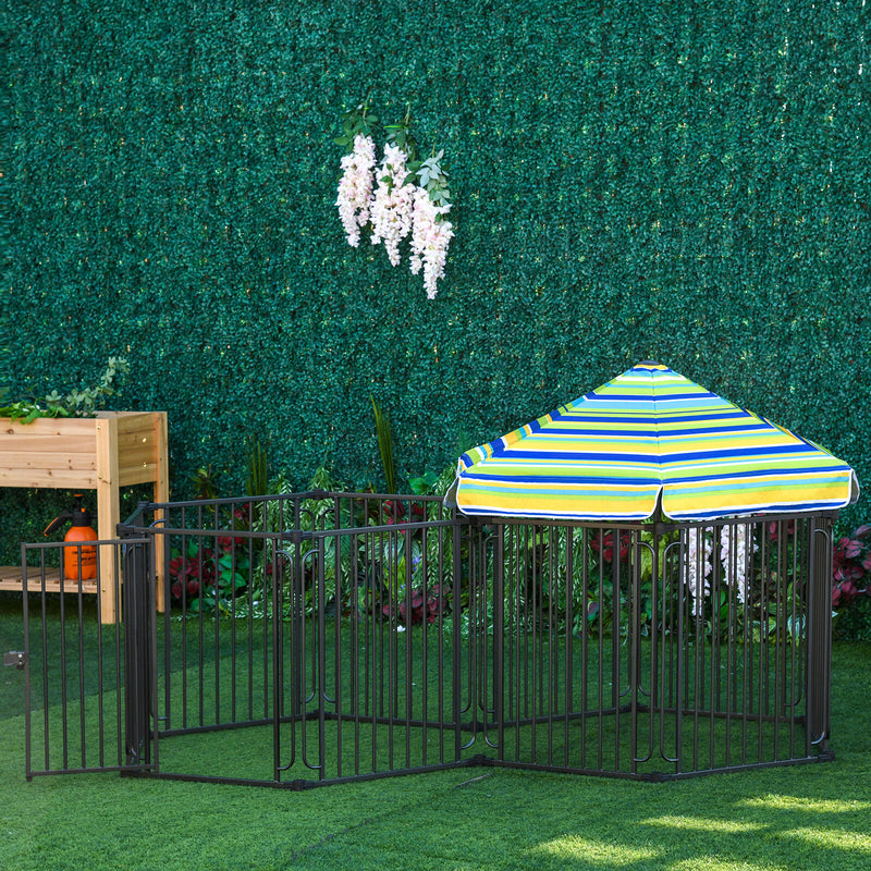 Outdoor Pet Playpen with Door & Removable Cover 10 Panels Puppy Crate Fence