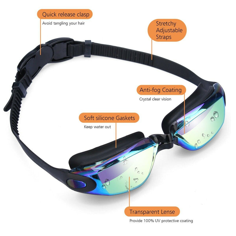 Pro Swimming Goggles No Leaking Anti Fog UV Crystal Clear Vision with Free Case