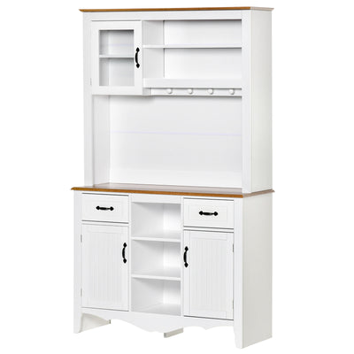 HOMCOM Kitchen Buffet Hutch Cupboard with Utility Drawer, and 3 Door Cabinets