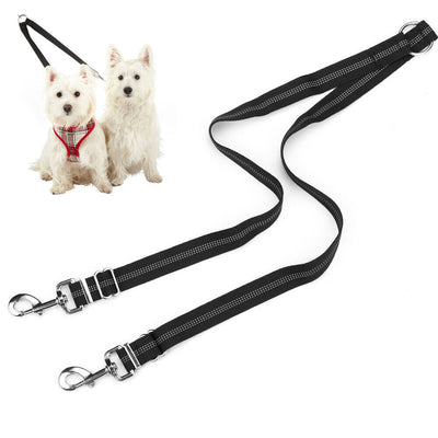 No Tangle Pet Dog Double Leashes - Comfortable, Shock Absorbing, Reflective CA