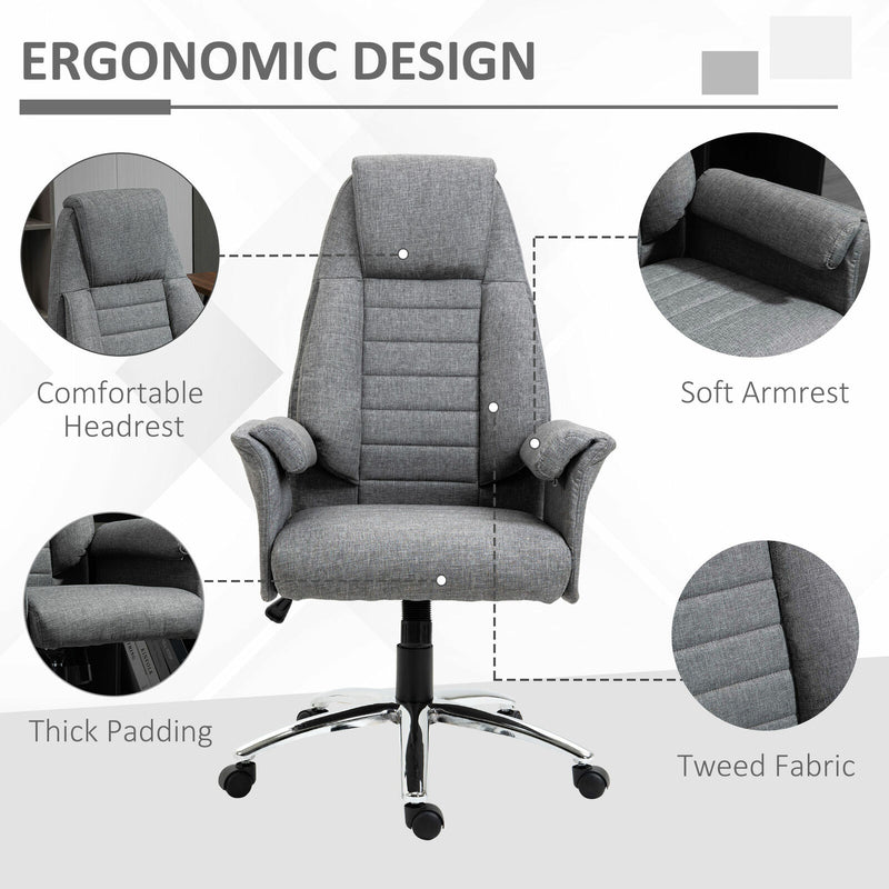 Executive Chair Office High Back Padded Swivel Computer Seat Ergonomic Grey