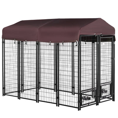 PawHut Outdoor Dog Kennel, w/ Weather Resistant Cover, 8ft x 4ft x 6ft, Red