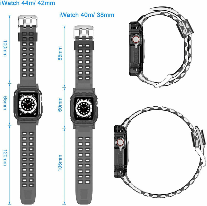 For Apple Watch Band 44mm 42mm [2 in 1] Shockproof Bumper Case + TPU Band Strap