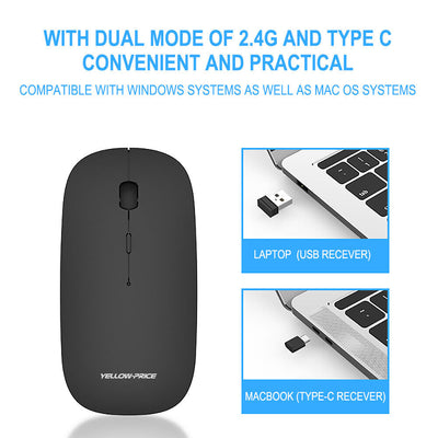 2.4G Rechargeable USB C Wireless Mouse Quiet Clicking for Type-C Laptop, MacBook