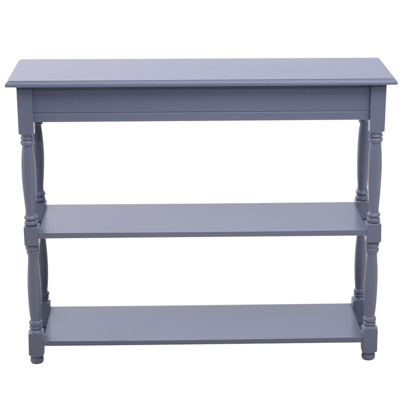 Wood Console Table 2-Tier Accent Table Hallway Grey