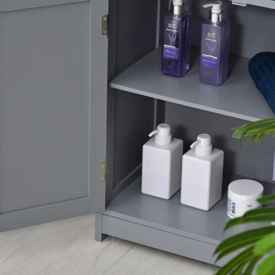 kleankin Bathroom Cabinet Storage Cupboard & 2 Drawers Double Door Shelf, Grey