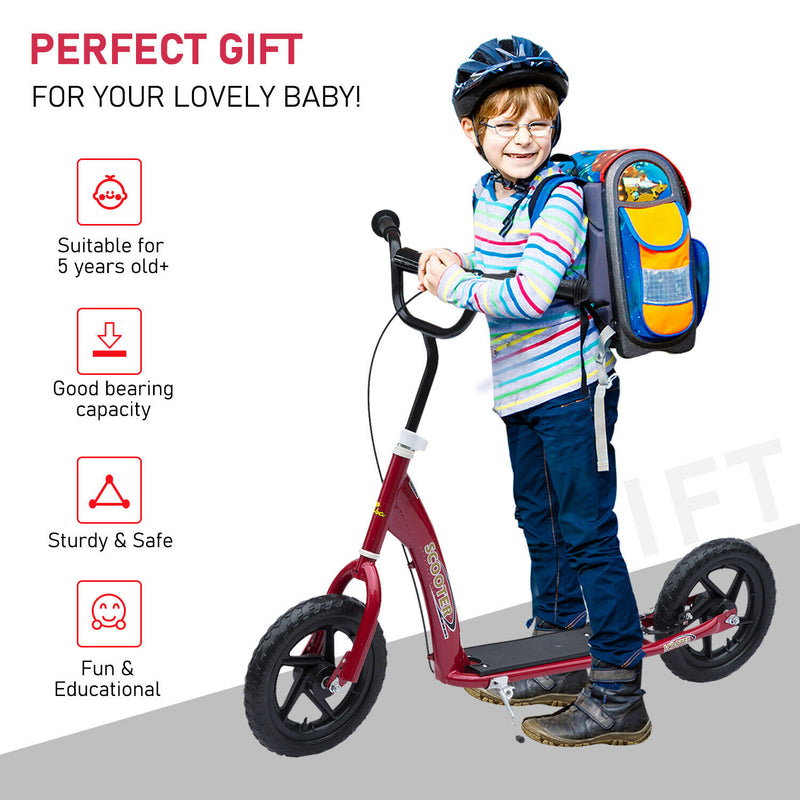 Adjustable Kids Pro Stunt Scooter Children Street Bike Ride On 12” Tire Red