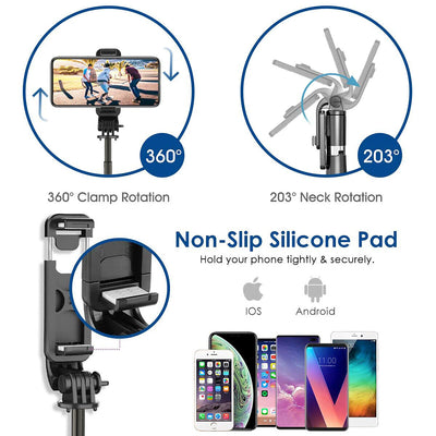 3 in 1 Mini Extendable Bluetooth Selfie Stick Tripod for iPhone 12/11/Xs/XR/8/7