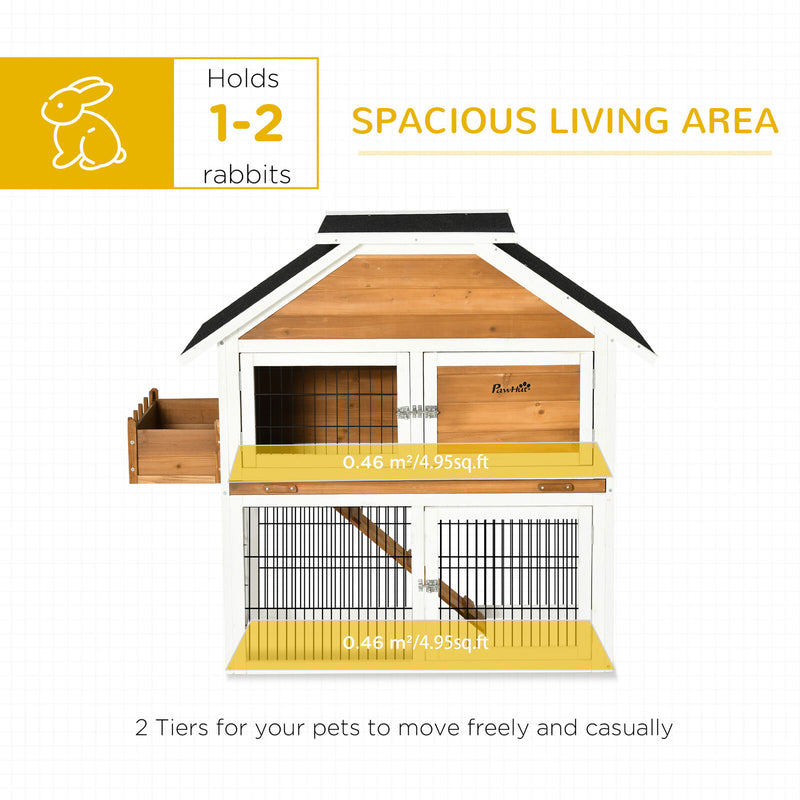 Outdoor Rabbit Hutch with Flower Bed, Shady Waterproof Wooden Rabbit Cage 196393256572