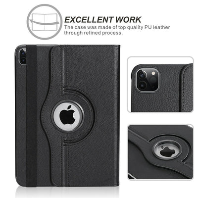 360 Degree Rotating Stand Leather Case w/Screen Protector for iPad 9th Gen 10.2"