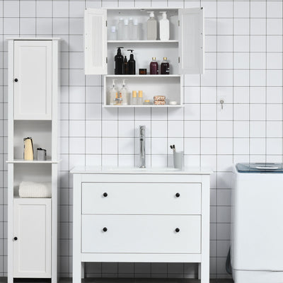 kleankin Wall Mount Bathroom Cabinet, Storage Organizer w/ Cabinet Shelf, White