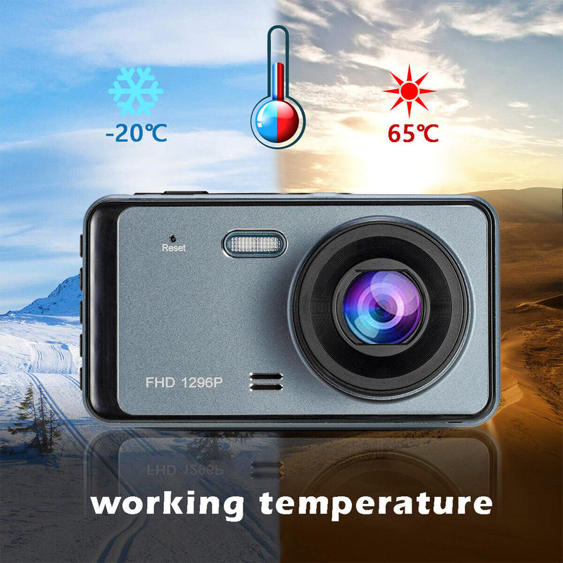 Wide Angle HDR with 4.0" LCD Display Night Vision Dash Cam Front and Rear 1296P