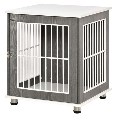 PawHut Dog Crate, Pet Cage Kennel, w/ Wooden Top, Windows, for Small Dogs, Grey