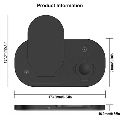 3 IN 1 Wireless Charging Station Qi 15W for iPhone 12/11/Xs/XR/8,iWatch SE/6/5/4