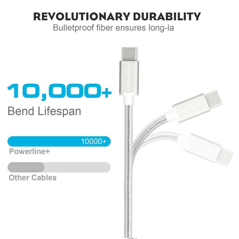 [3A,60W Fast Charging] Type-C to C Charger Braided Cable for Macbook Air/Pro 13"