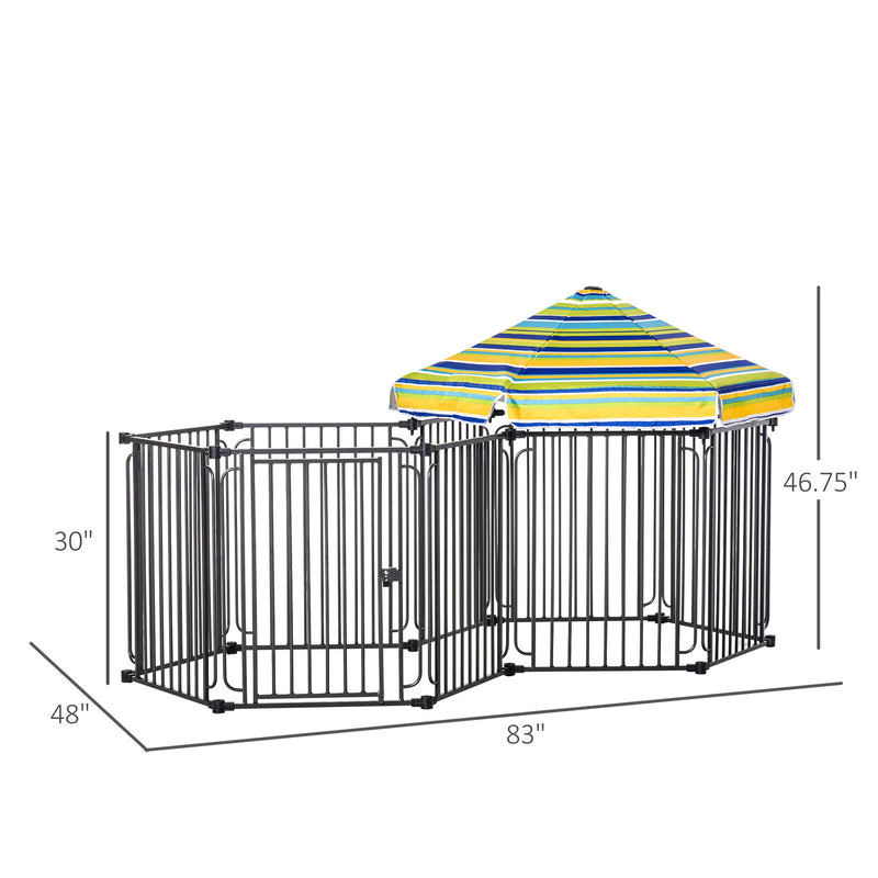 Outdoor Pet Playpen with Door & Removable Cover 10 Panels Puppy Crate Fence