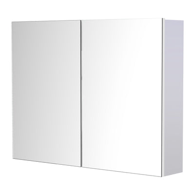 Bathroom Mirror Cabinet Wall Mounted with Double Door Storage Shelves White