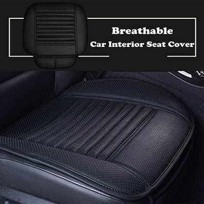 Breathable Padded Luxury Leather Car Front Seat Cushion Cover Black for All Cars