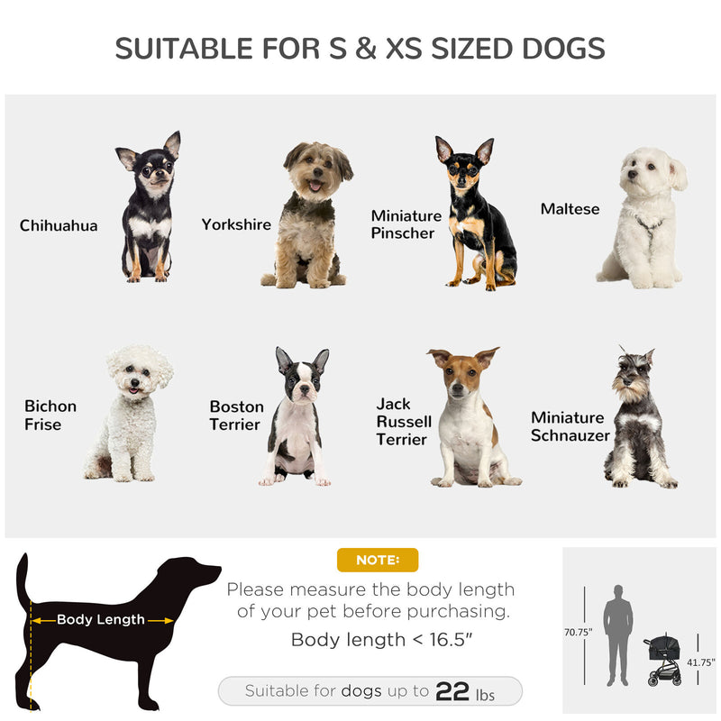 PawHut Pet Stroller Foldable Dog Travel Carriage 2-In-1 Design Carry Bag Black