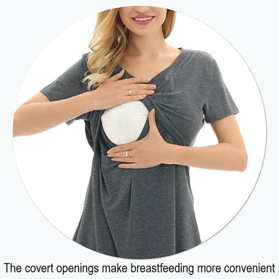 1/2Pack Nursing Tops Maternity Breastfeeding Comfy Tee Shirts Basic Style-M/L/XL